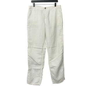 Vilebrequin Men's White Linen Pants Straight Leg Classic Resort Pockets Size L